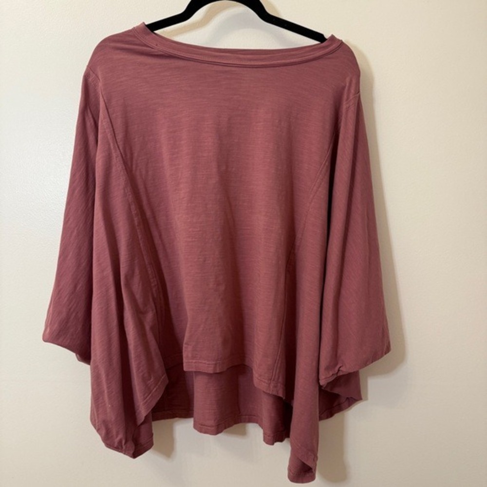 Heyson Mauve Pink Slub Knit Oversized Kimono Sleeve High Low Top‎ ML